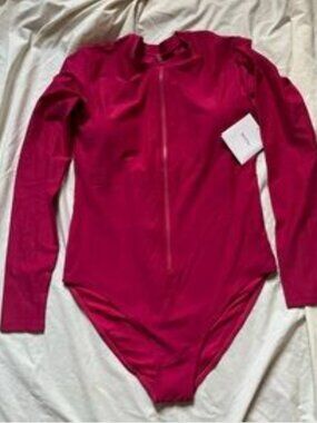 MOTT50 Mila Long Sleeve One Piece Swimsuit Magenta SZ XL NWT